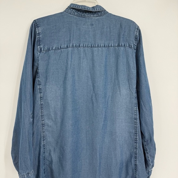 J Jill Womens Denim Chambray Tunic Pockets Size XL Jean Shirt Tunic Collared - Picture 12 of 13